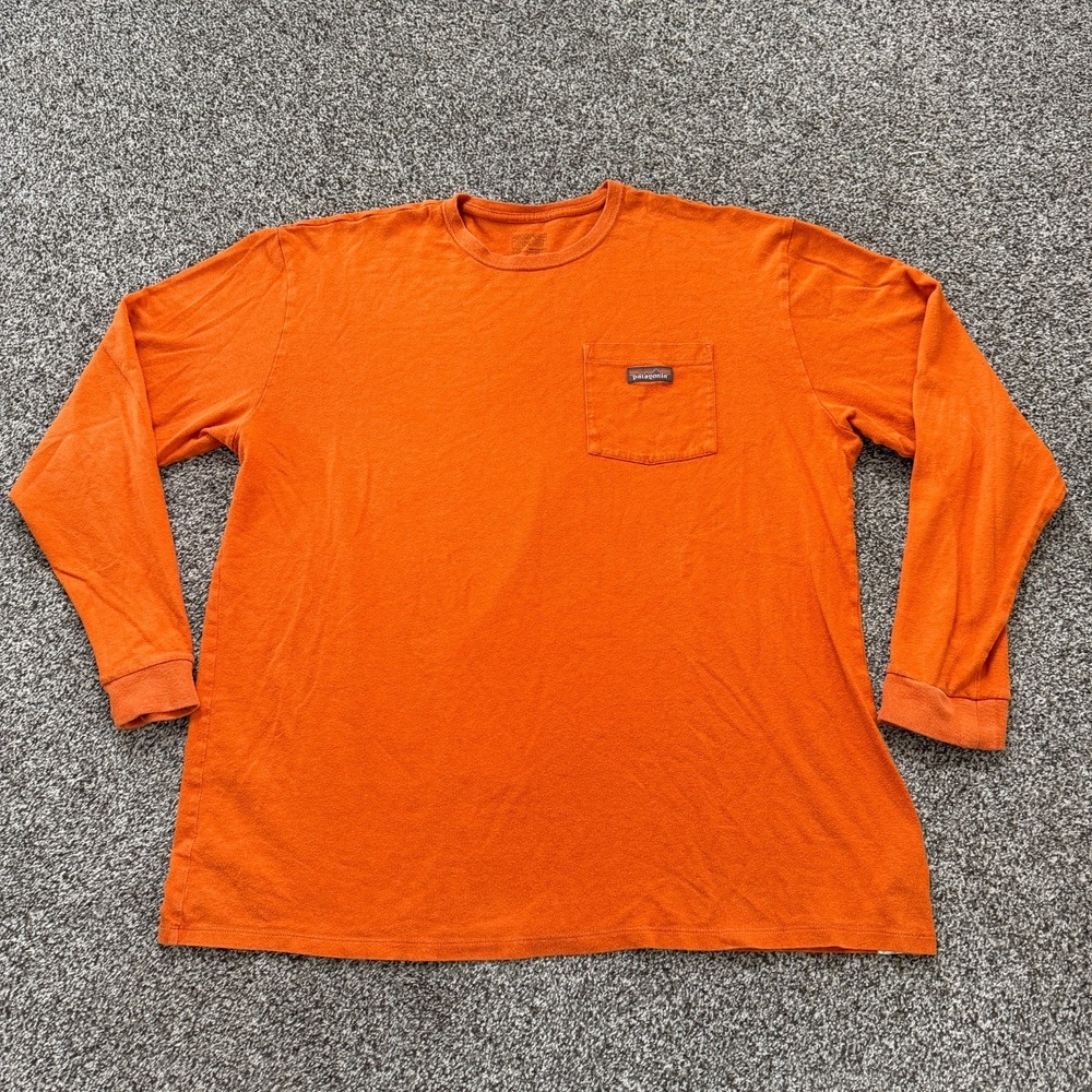 Patagonia Long-Sleeved Work Pocket T Shirt Men's XXL 2XL High Vis Orange